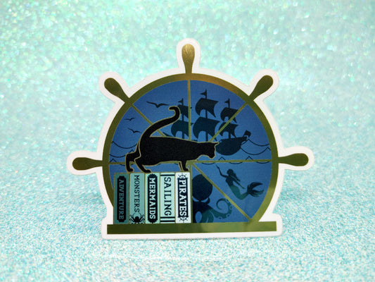 Nautical Fiction Bookish Sticker | Waterproof Vinyl Mirror Decal | Sea Adventure Aesthetic | Laptop Kindle Water Bottle Decor