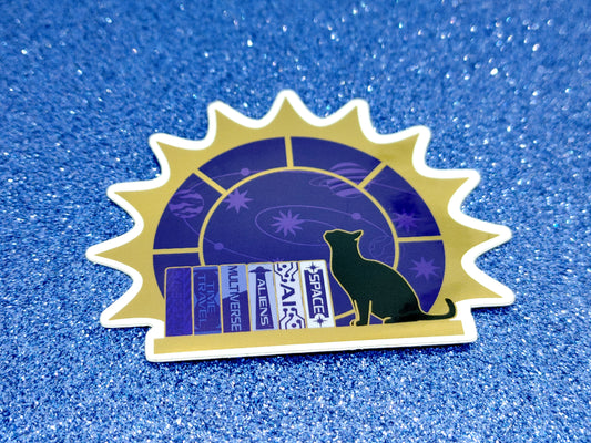 Sci-Fi Book Sticker | Mirror Vinyl for Book Lovers | Sci-Fi Window Art