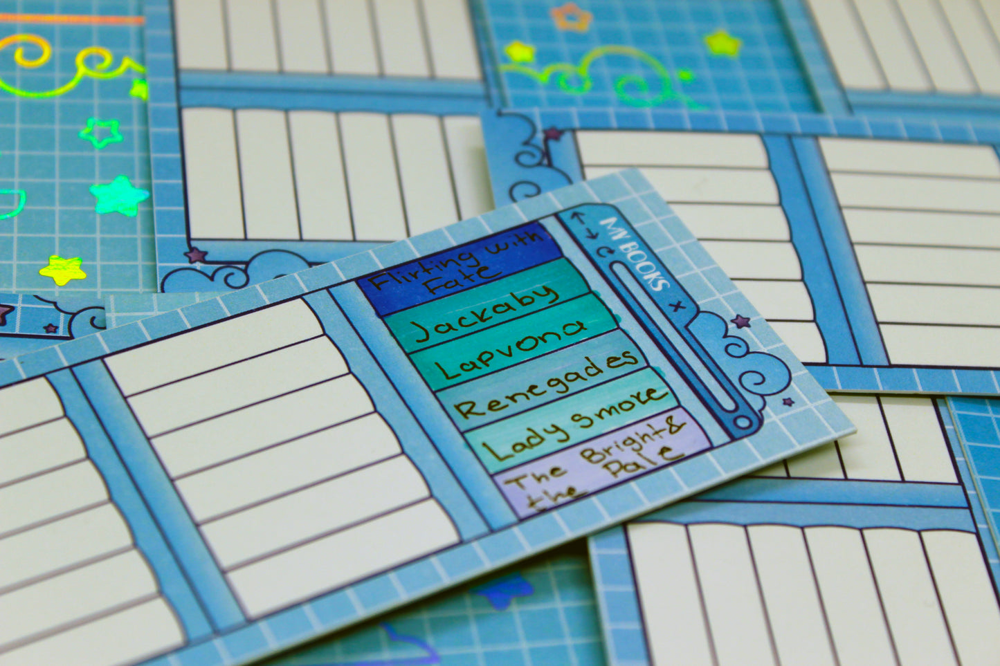 Reading Tracker Bookmark | Blue | 24 Books to Fill | Holographic Foil | Bookish Gift