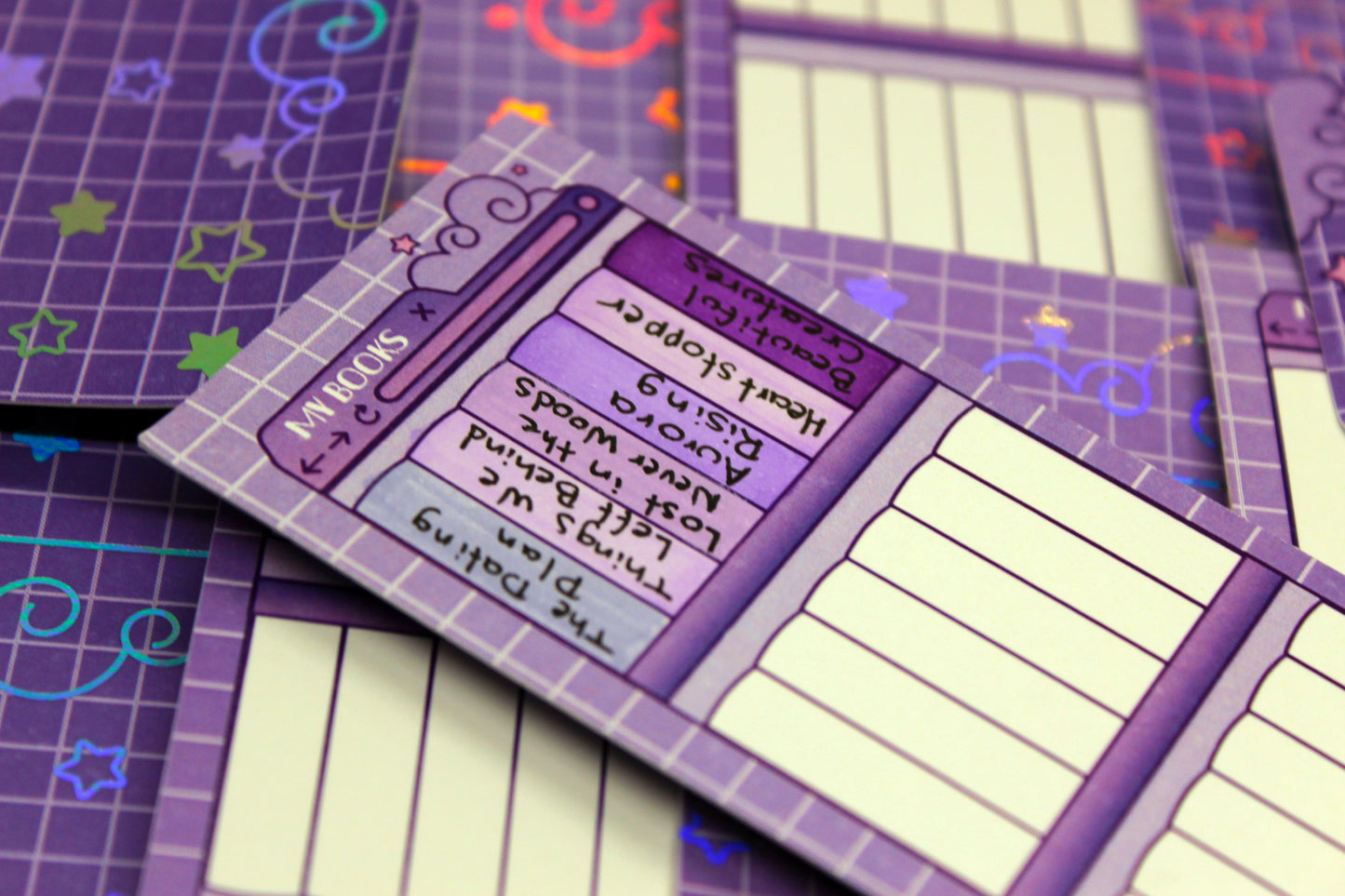Purple Reading Tracker Bookmark | Holographic Foil Bookmark
