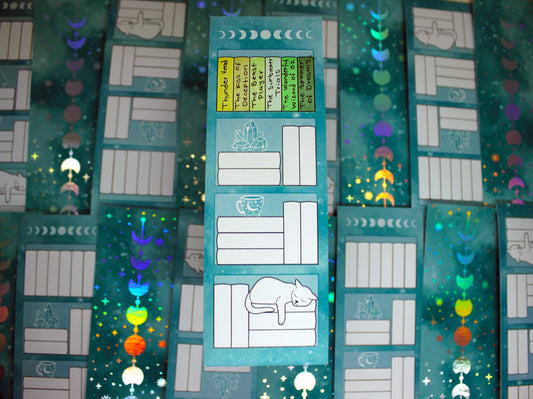 Teal Reading Tracker Bookmark | Holographic Foil Bookmark