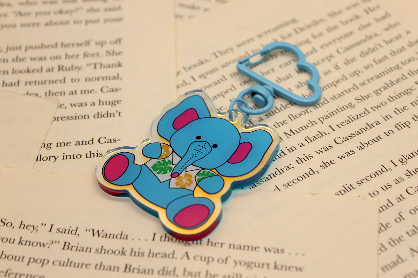 Ella Elephant Acrylic Keychain | Keeper of the Lost Cities Inspired Charm | Holographic Bookish Keychain