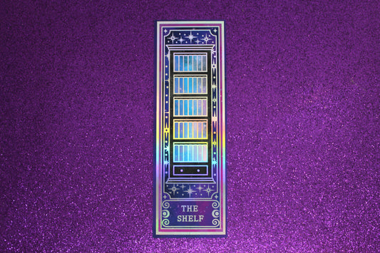 Tarot Shelf Holographic Bookmark | Double-Sided Foil Bookmark | Celestial Bookshelf Gift for Book Lovers & Tarot Fans