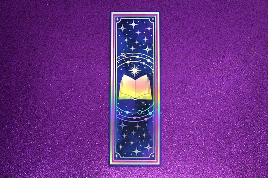 Tarot Book Dragon Holographic Bookmark | Double-Sided Foil Bookmark | Celestial Bookshelf Gift for Book Lovers & Tarot Fans
