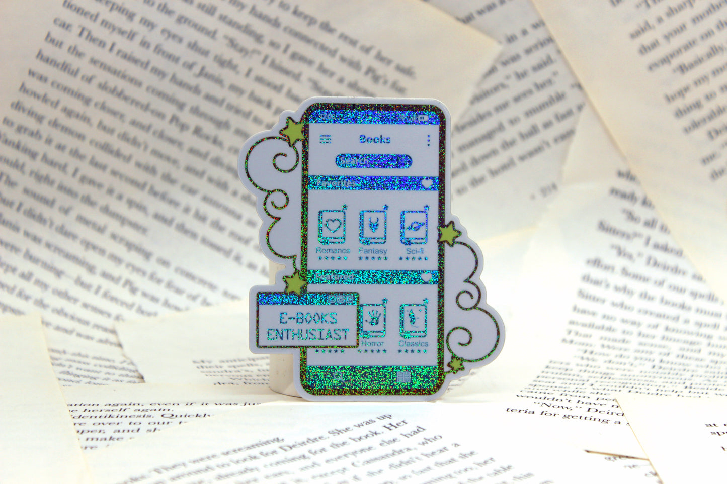 Blue E-Book Reader Sticker | Holographic Vinyl | Bookish Gift