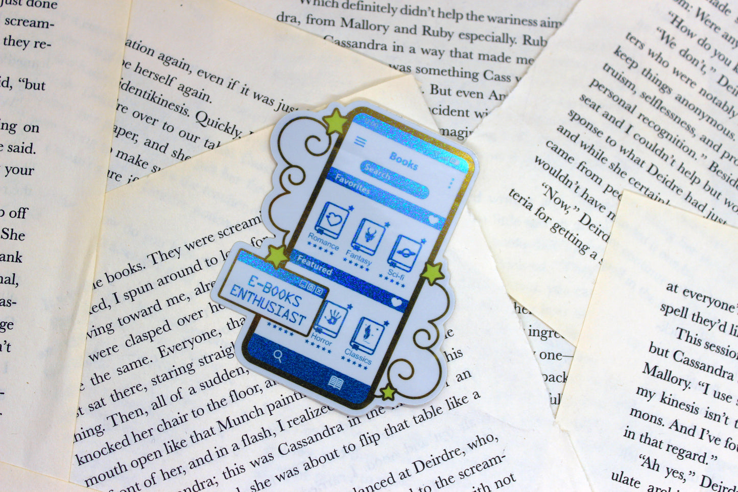 Blue E-Book Reader Sticker | Holographic Vinyl | Bookish Gift