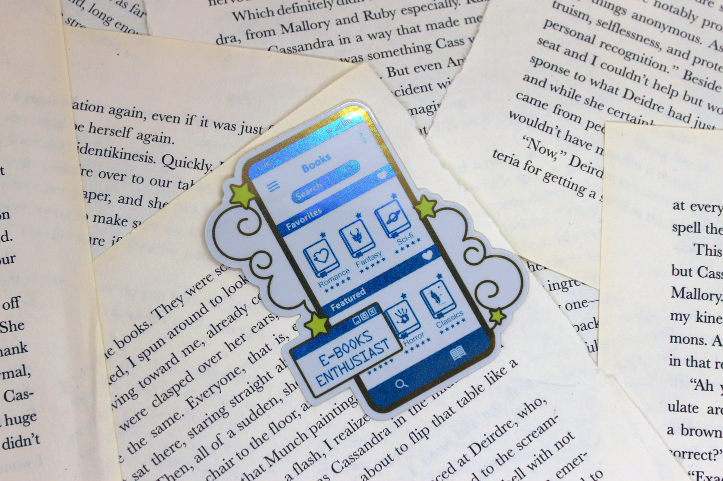 Blue E-Book Reader Sticker | Holographic Vinyl | Bookish Gift