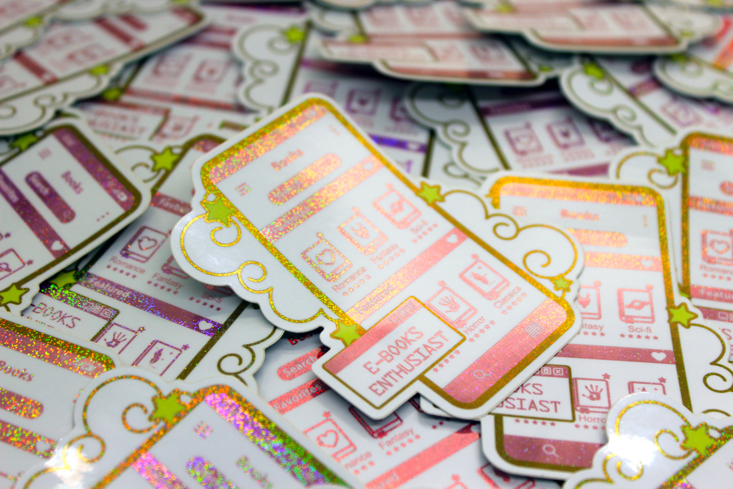 Pink E-Book Reader Sticker | Holographic Vinyl | Bookish Gift