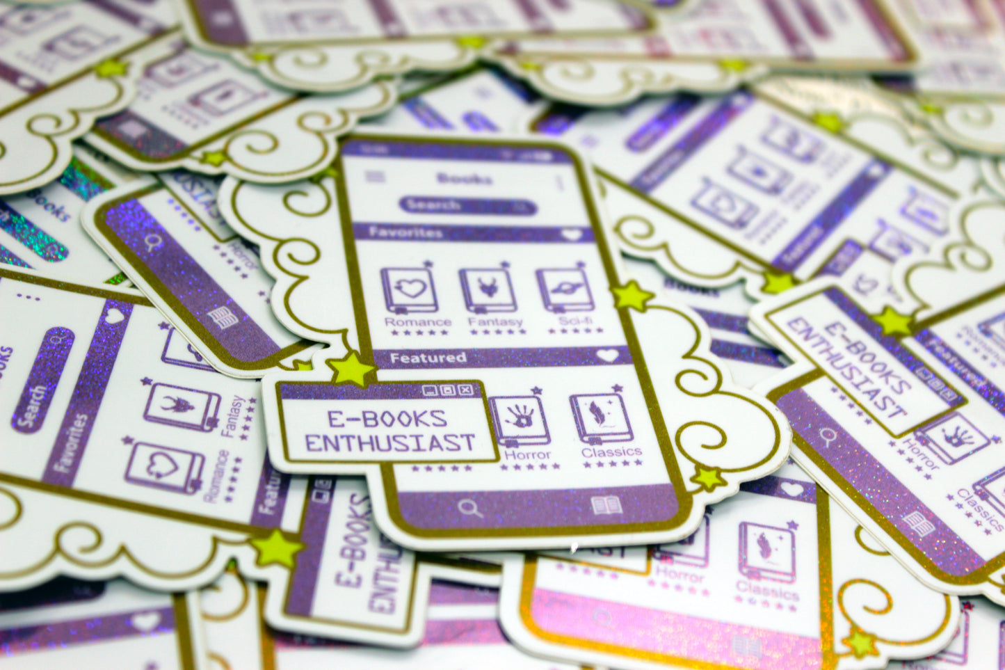 Purple E-Book Reader Sticker | Holographic Vinyl | Bookish Gift