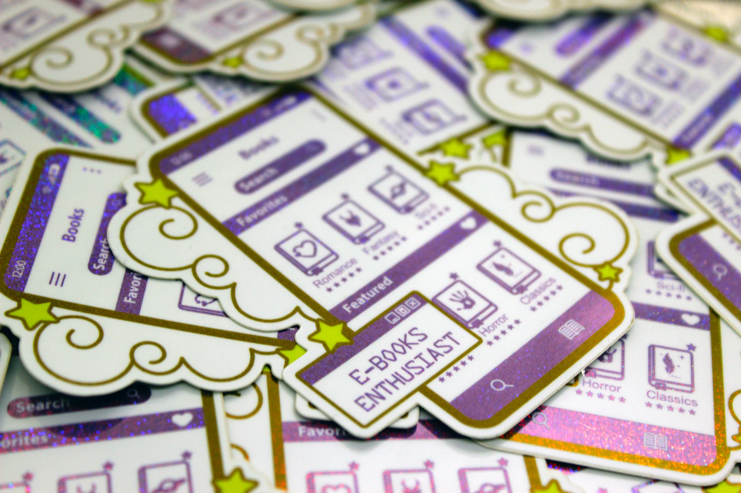 Purple E-Book Reader Sticker | Holographic Vinyl | Bookish Gift
