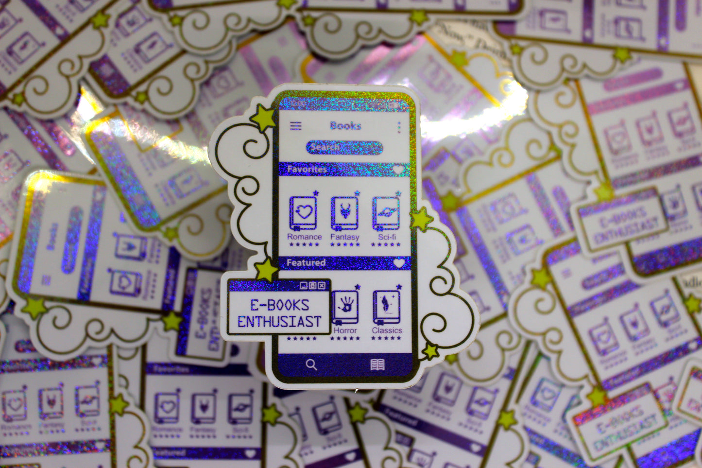 Purple E-Book Reader Sticker | Holographic Vinyl | Bookish Gift