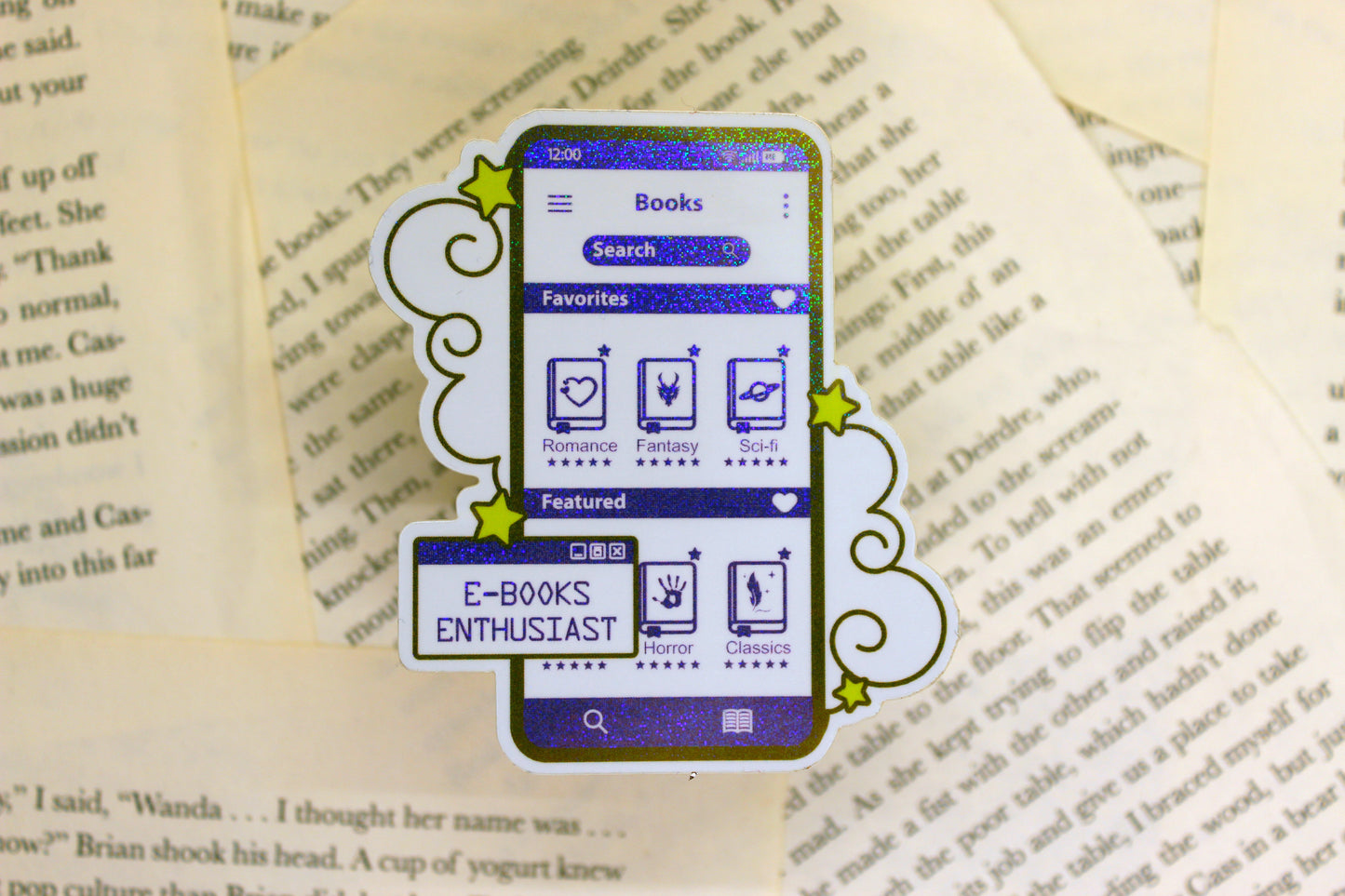 Purple E-Book Reader Sticker | Holographic Vinyl | Bookish Gift