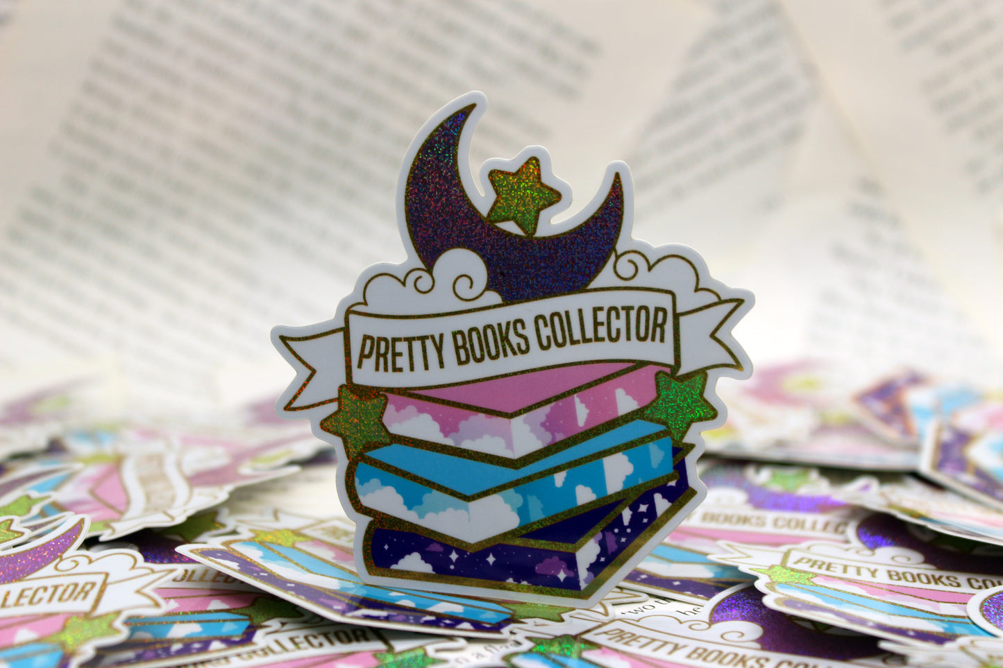 Pretty Books Collector Holographic Vinyl Sticker | Fantasy Reader Gift | Bookish Hoarder