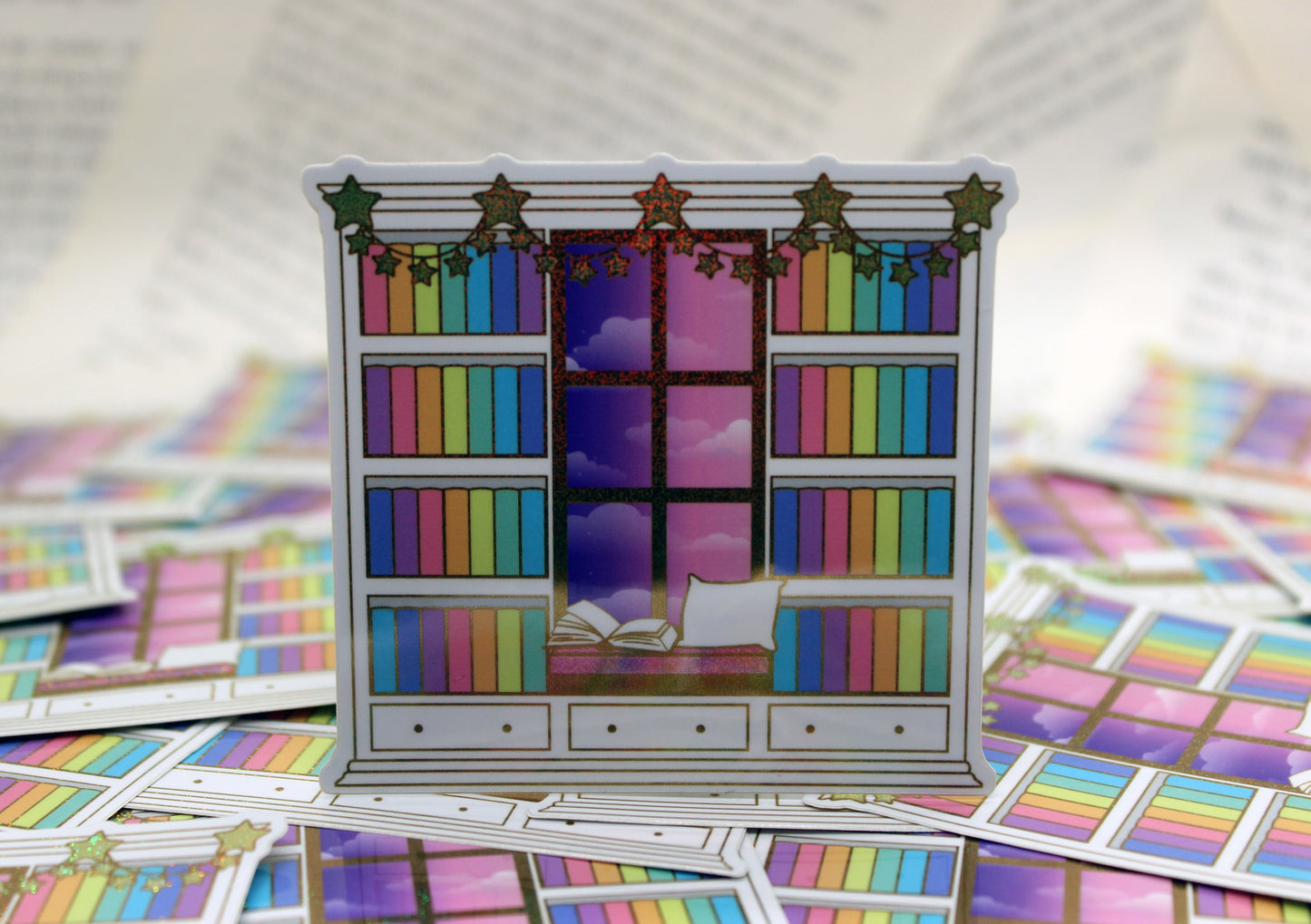 Reading Nook "Reading until Dawn" Holographic Sticker – Bookish Vinyl Decal | Bibliophile Gift