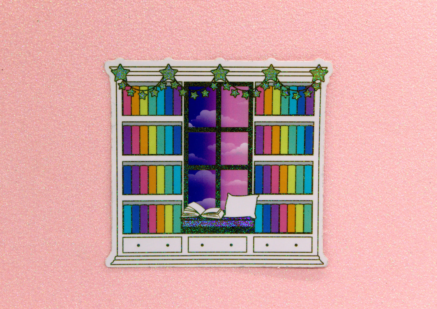 Reading Nook "Reading until Dawn" Holographic Sticker – Bookish Vinyl Decal | Bibliophile Gift