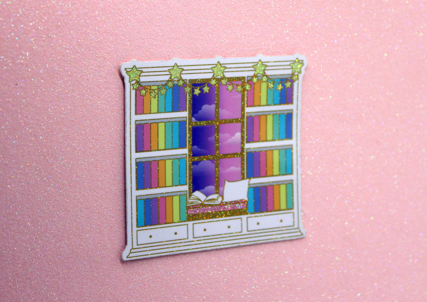 Reading Nook "Reading until Dawn" Holographic Sticker – Bookish Vinyl Decal | Bibliophile Gift