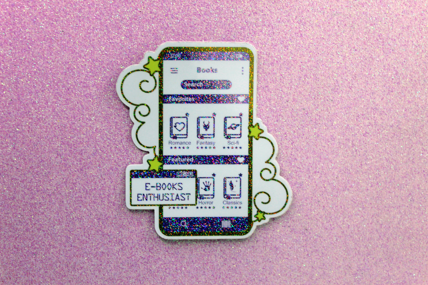 Purple E-Book Reader Sticker | Holographic Vinyl | Bookish Gift