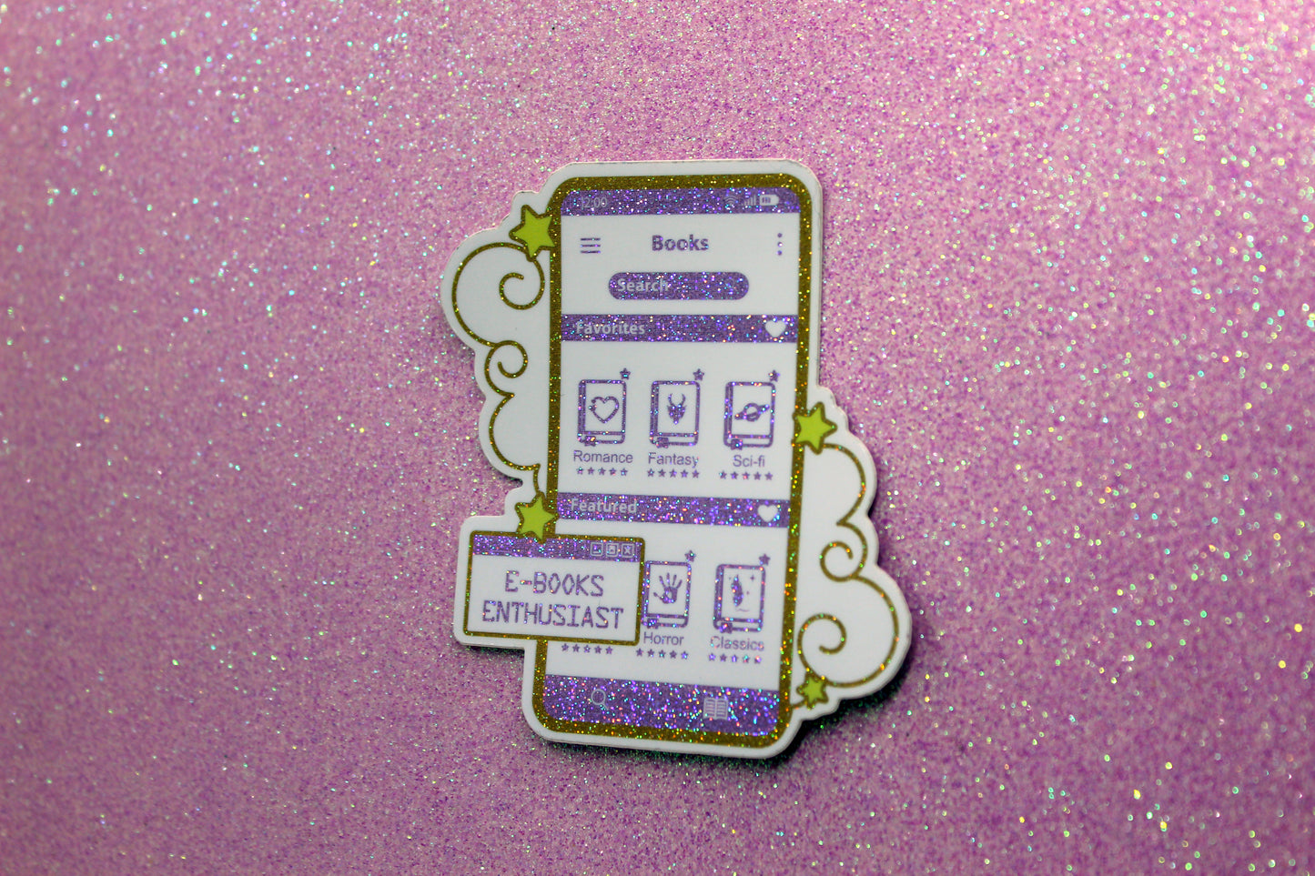 Purple E-Book Reader Sticker | Holographic Vinyl | Bookish Gift
