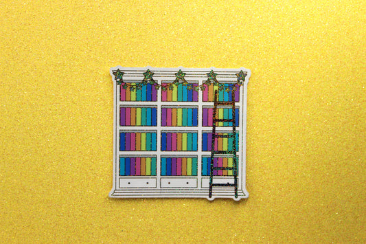 Rainbow Bookshelf Sticker | Glitter Holo Vinyl | Bookish Gift