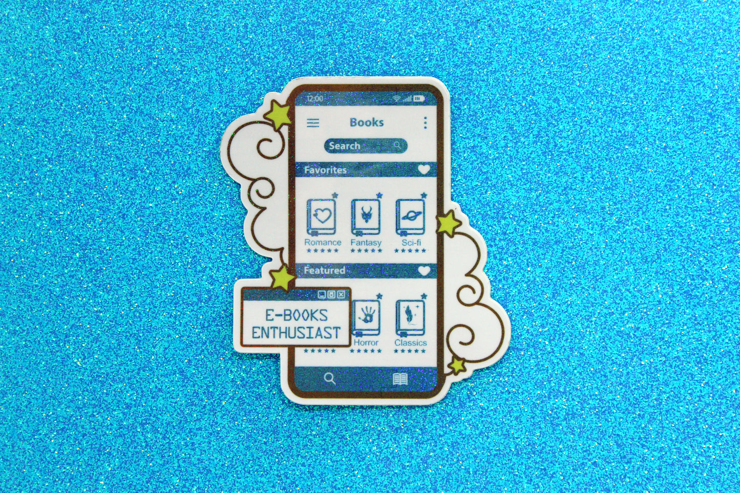 Blue E-Book Reader Sticker | Holographic Vinyl | Bookish Gift