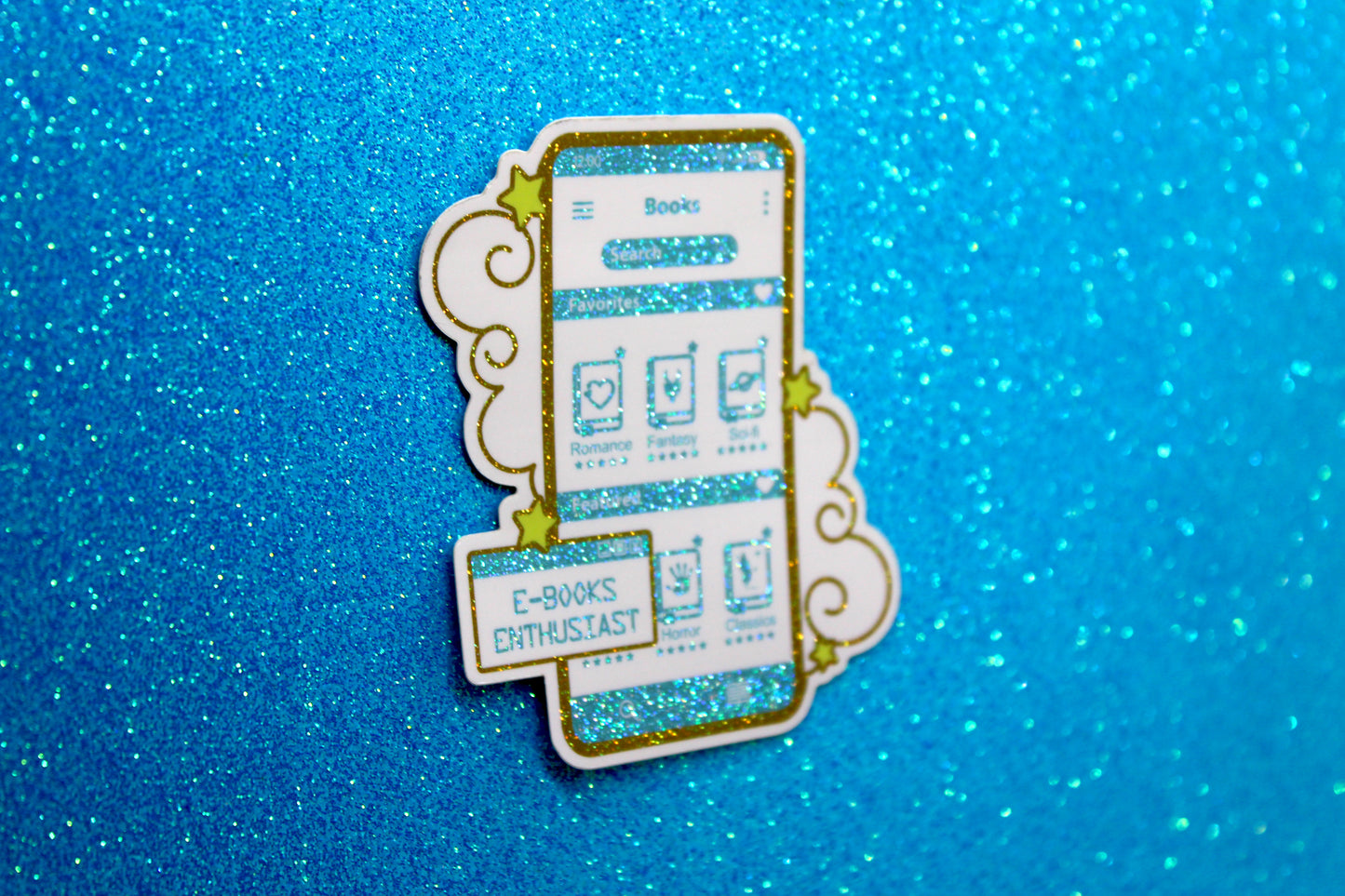 Blue E-Book Reader Sticker | Holographic Vinyl | Bookish Gift