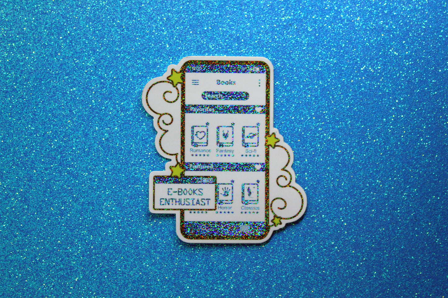 Blue E-Book Reader Sticker | Holographic Vinyl | Bookish Gift