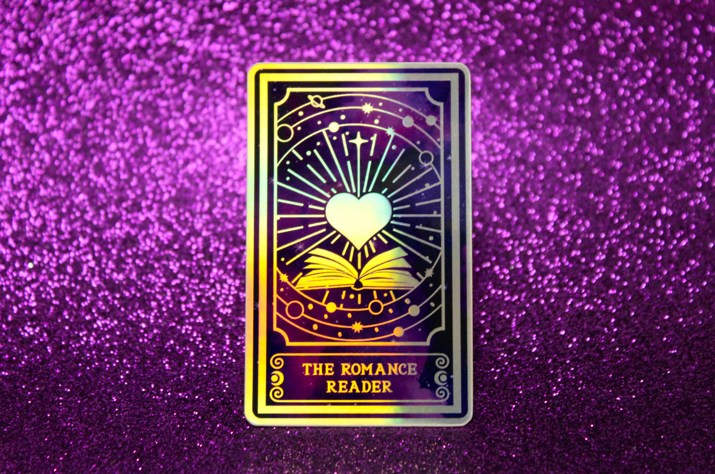 Holographic Book Genre Tarot Sticker 'The Romance Reader' – Book Lover Vinyl Decal