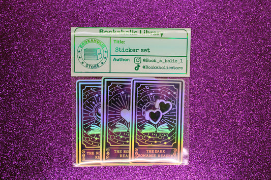 Romance Reader Tarot Card Sticker Pack – Holographic Bookish Vinyl Stickers for Book Lovers