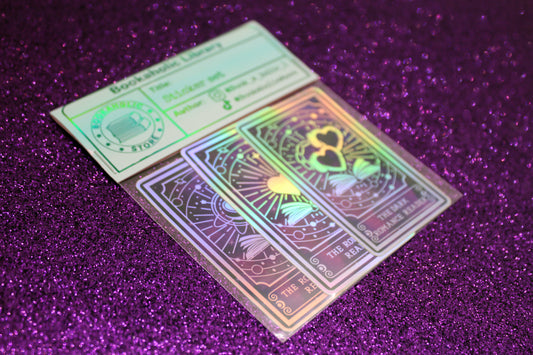 Romance Reader Tarot Card Sticker Pack – Holographic Bookish Vinyl Stickers for Book Lovers