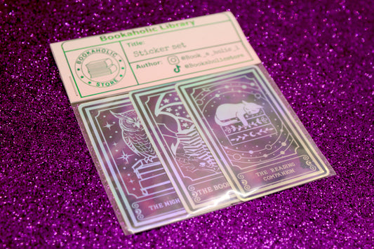 Night Owl Reader Tarot Sticker Pack | Holographic Book Dragon & Reading Companion Stickers | Bookish Vinyl Sticker Set