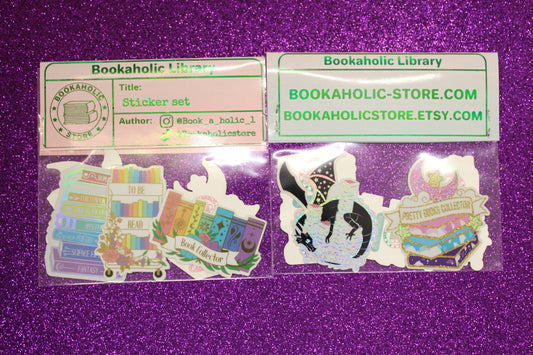 Book Lover Holographic Sticker Pack | Book Dragon, TBR Cart & Pretty Books Collector | Pixie Dust and Mirror Vinyl Stickers