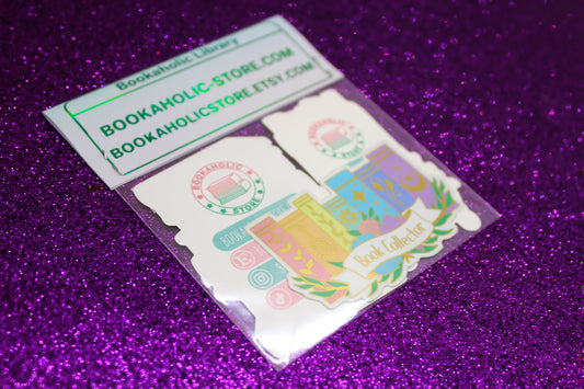 Book Lover Sticker Pack | TBR Cart, Book Genre Stack, and Book Collector | Holographic and Mirror Vinyl Stickers