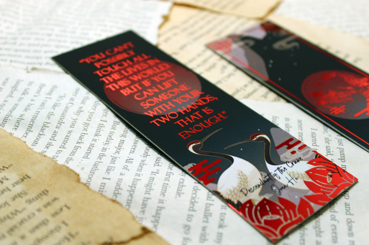Descendant of the Crane inspired bookish foil bookmark | Double-Sided | Bookish Gift for Fantasy Readers