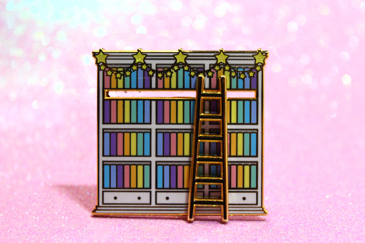 Rainbow Bookshelf Sliding enamel pin