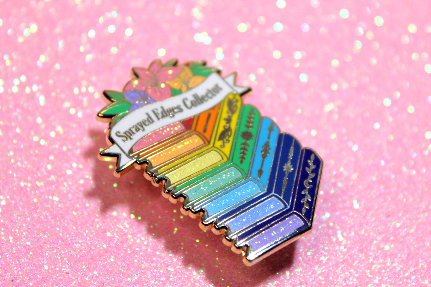 Sprayed edges books inspired bookish enamel pin