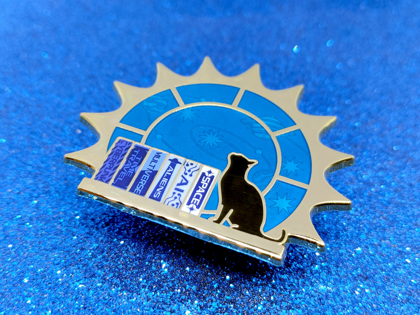 Science fiction books reader window bookish enamel pin