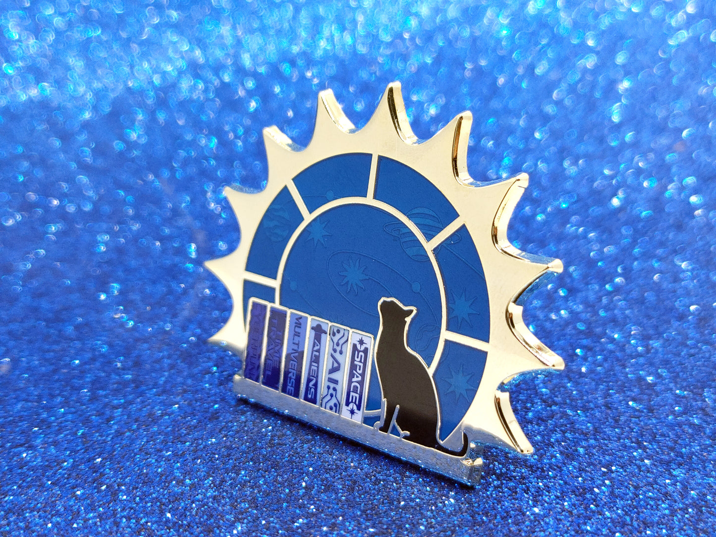 Science fiction books reader window bookish enamel pin