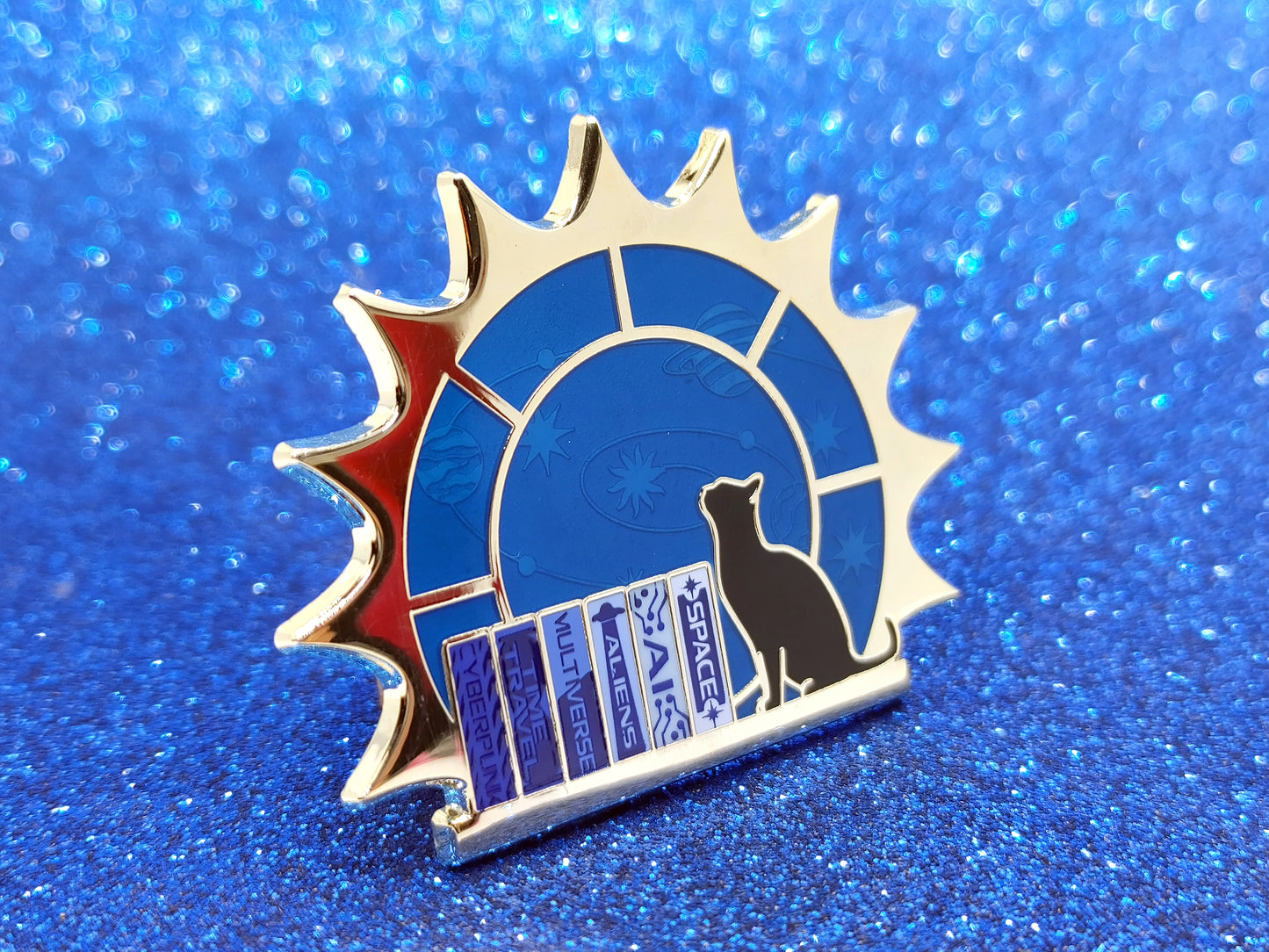 Science fiction books reader window bookish enamel pin