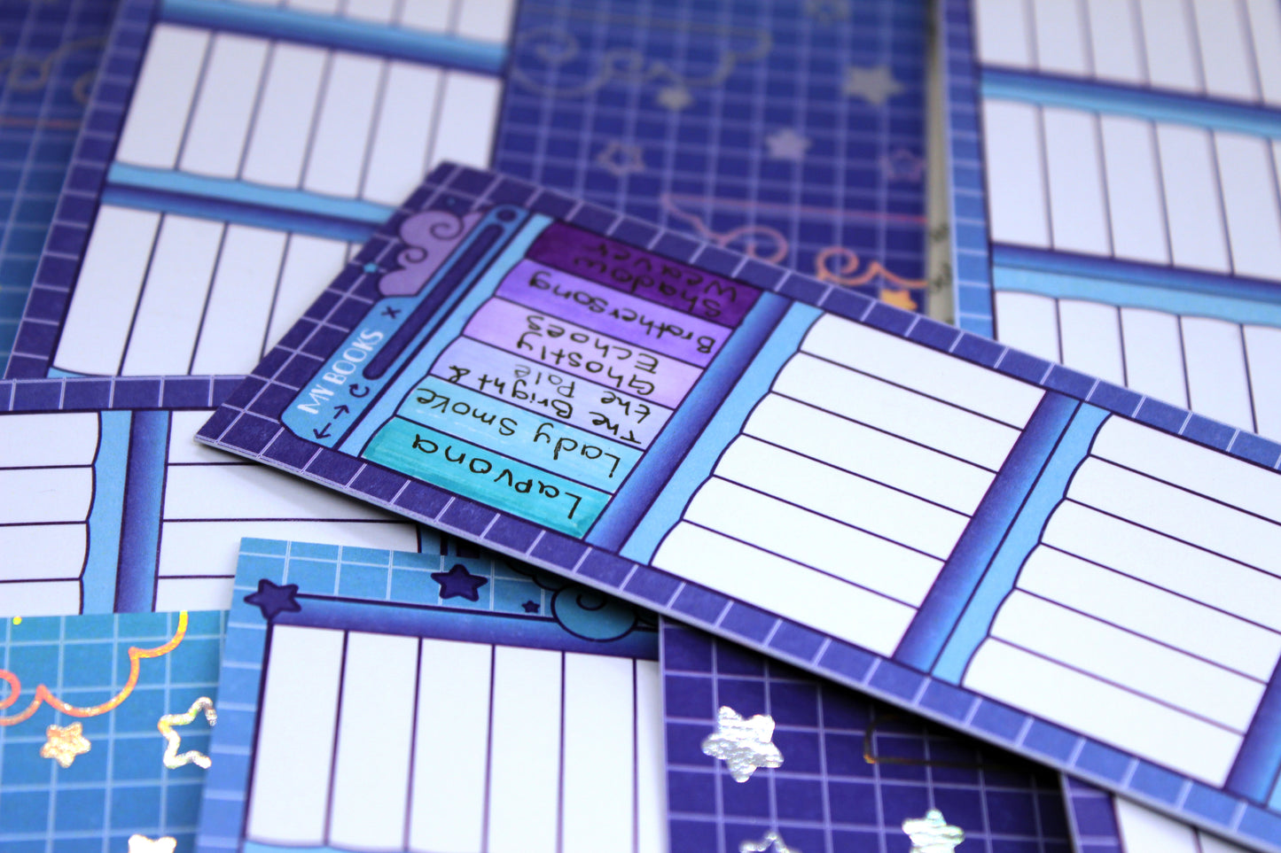 Reading Tracker Bookmark | Purple & Blue | 24 Books to Fill | Holographic Foil | Bookish Gift