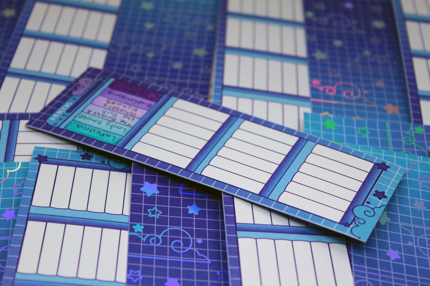 Reading Tracker Bookmark | Purple & Blue | 24 Books to Fill | Holographic Foil | Bookish Gift