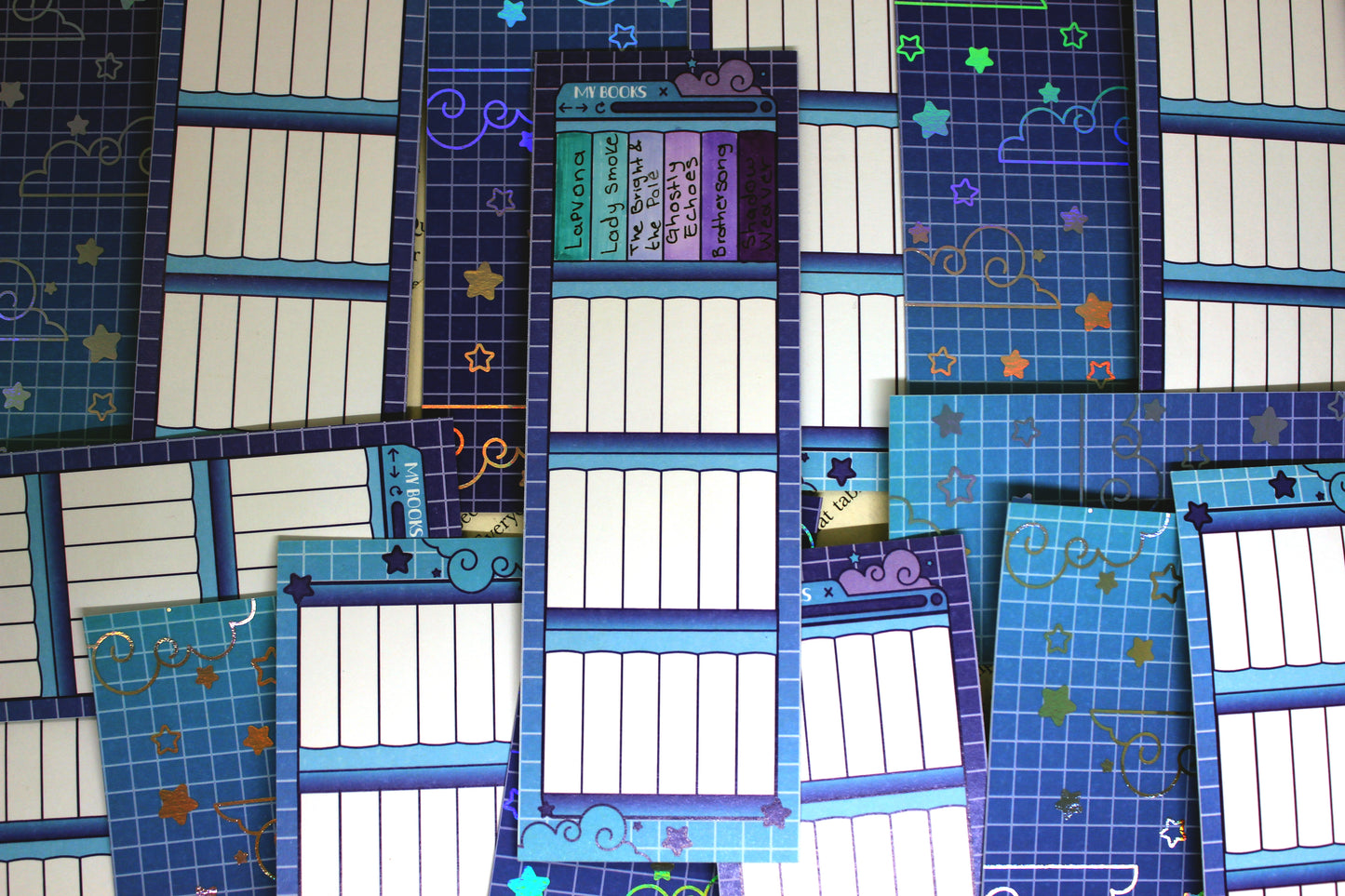 Reading Tracker Bookmark | Purple & Blue | 24 Books to Fill | Holographic Foil | Bookish Gift