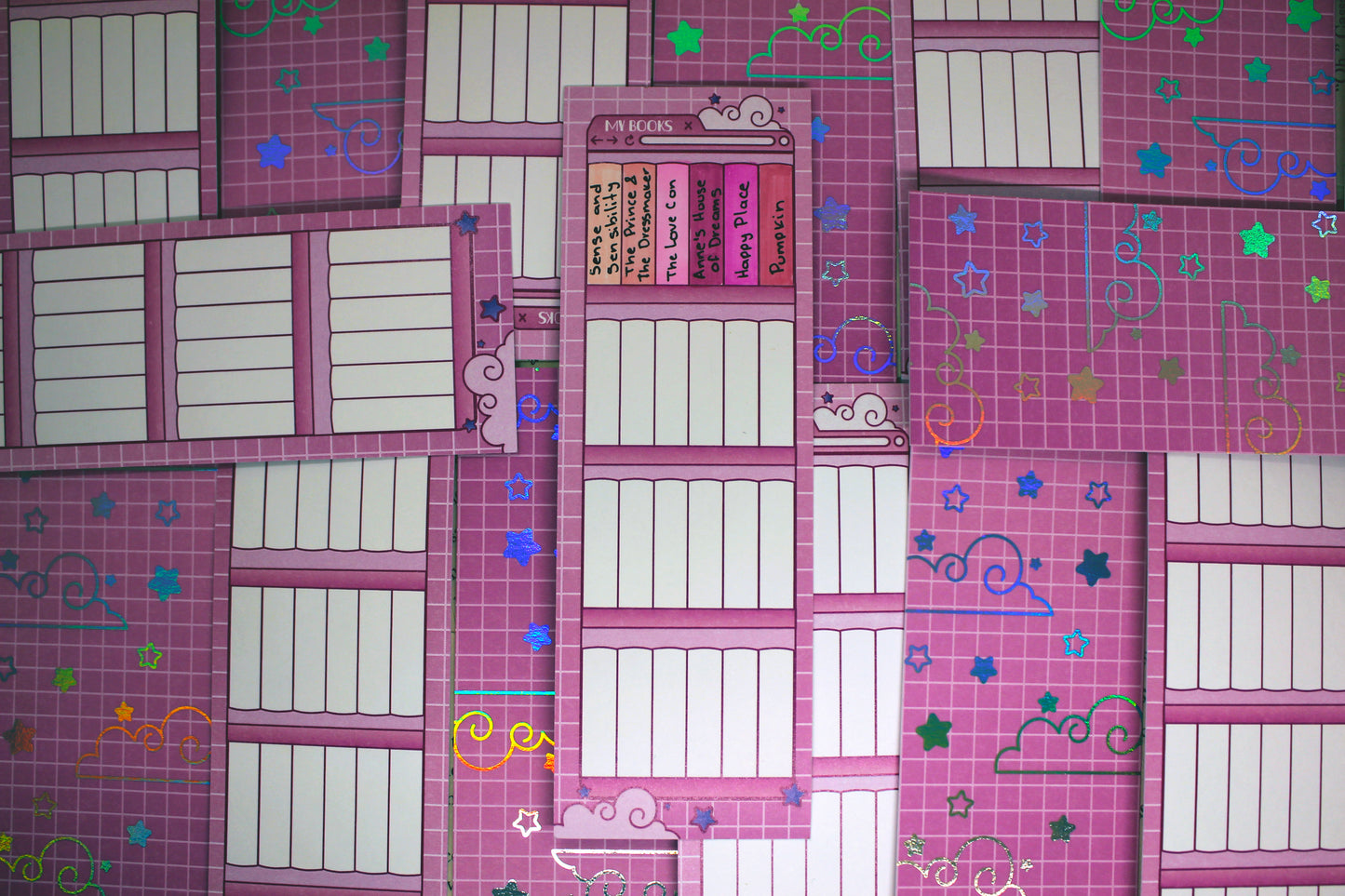 Reading Tracker Bookmark | Pink| 24 Books to Fill | Holographic Foil | Bookish Gift