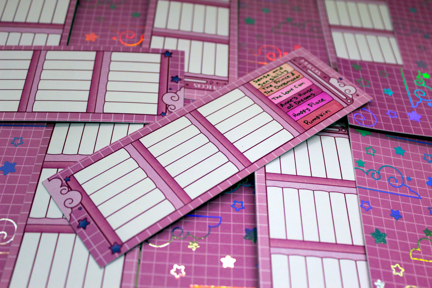 Reading Tracker Bookmark | Pink| 24 Books to Fill | Holographic Foil | Bookish Gift