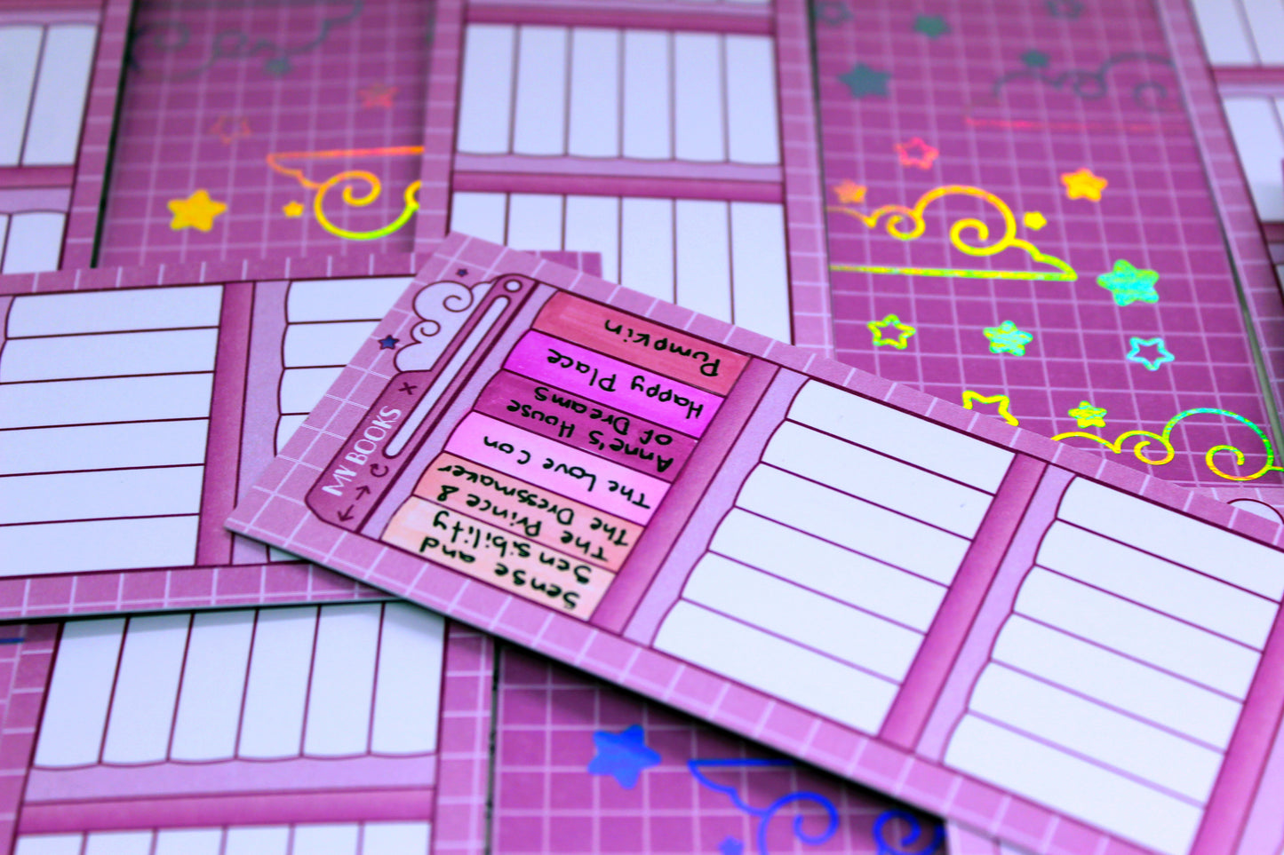 Reading Tracker Bookmark | Pink| 24 Books to Fill | Holographic Foil | Bookish Gift