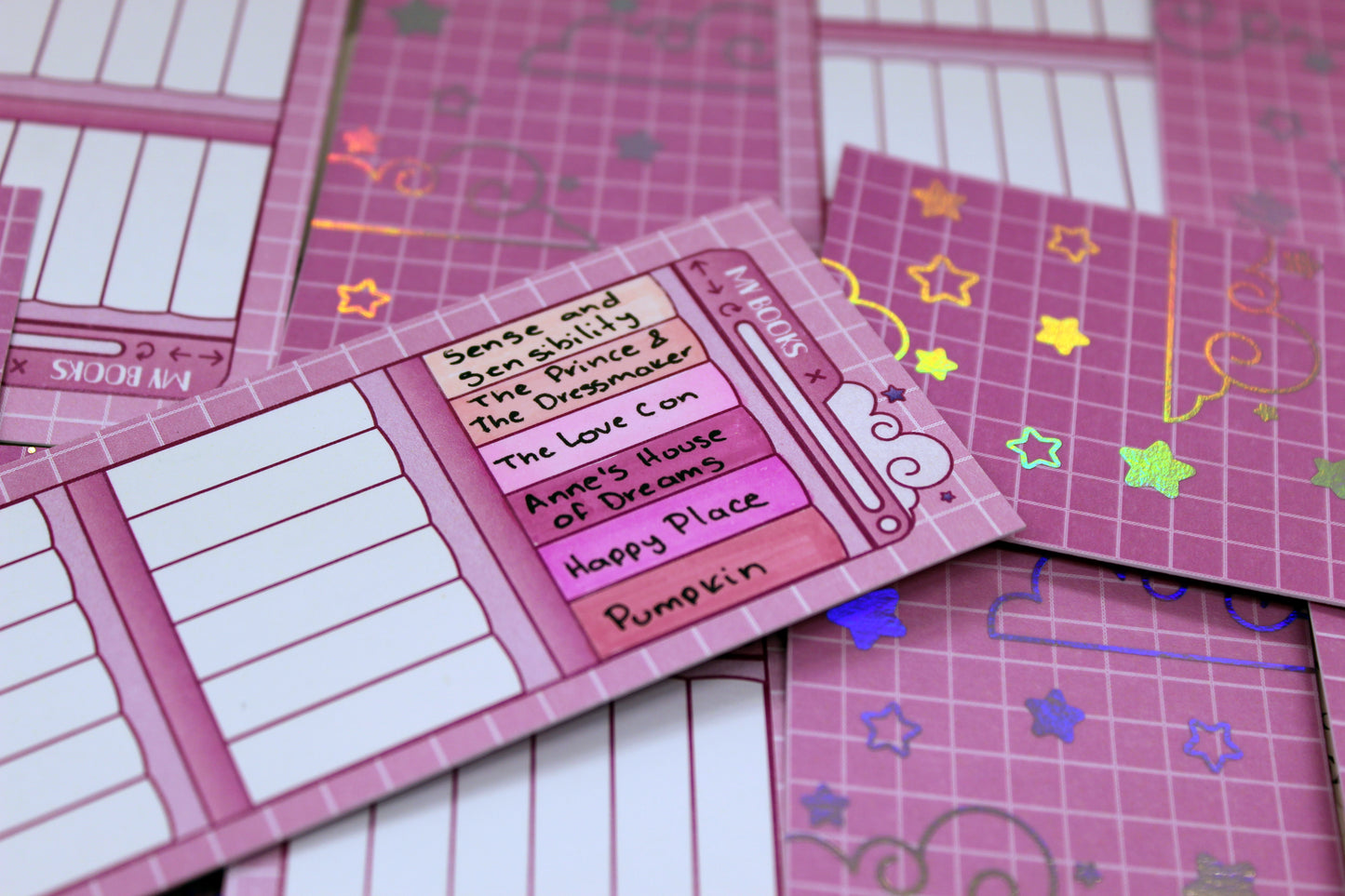 Reading Tracker Bookmark | Pink| 24 Books to Fill | Holographic Foil | Bookish Gift