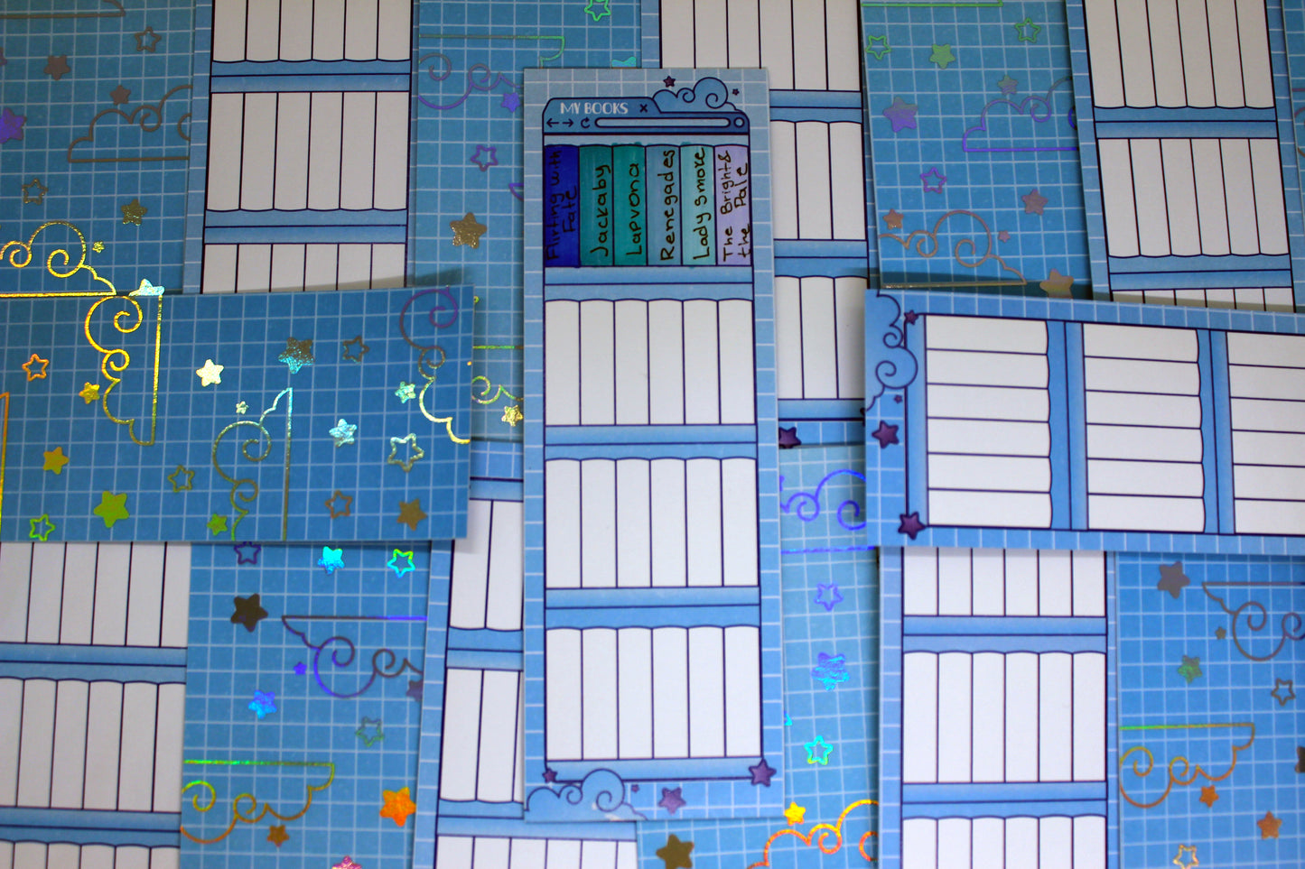 Reading Tracker Bookmark | Blue | 24 Books to Fill | Holographic Foil | Bookish Gift