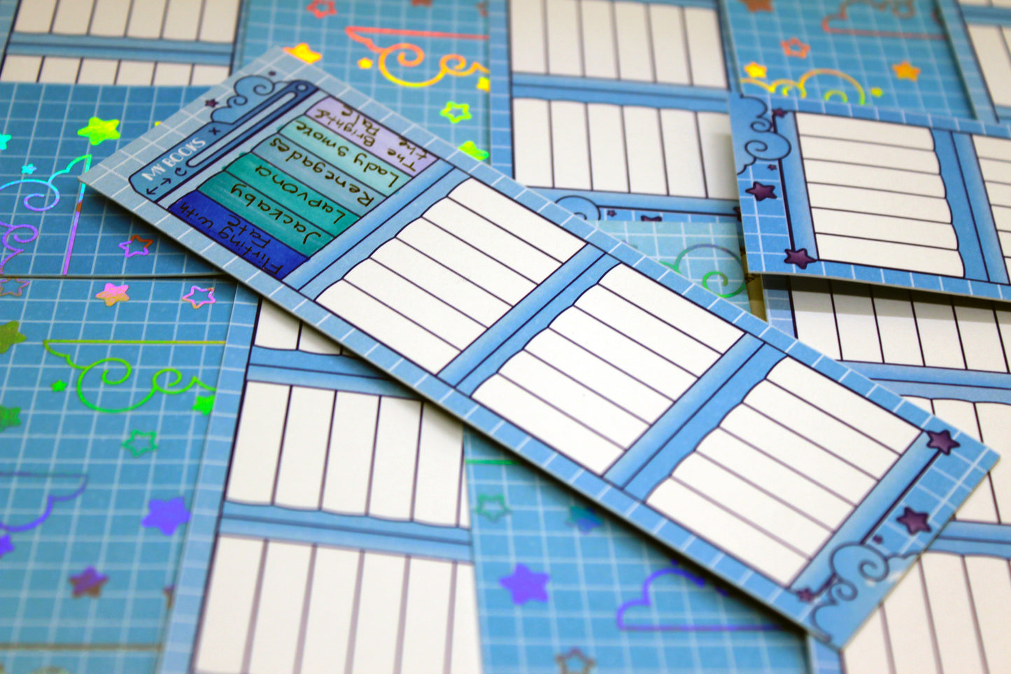 Reading Tracker Bookmark | Blue | 24 Books to Fill | Holographic Foil | Bookish Gift