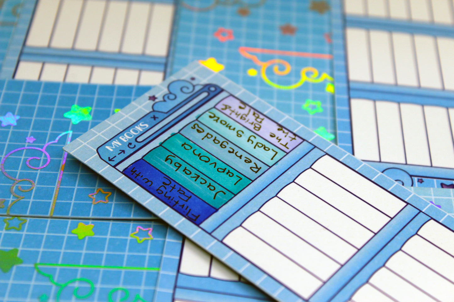 Reading Tracker Bookmark | Blue | 24 Books to Fill | Holographic Foil | Bookish Gift
