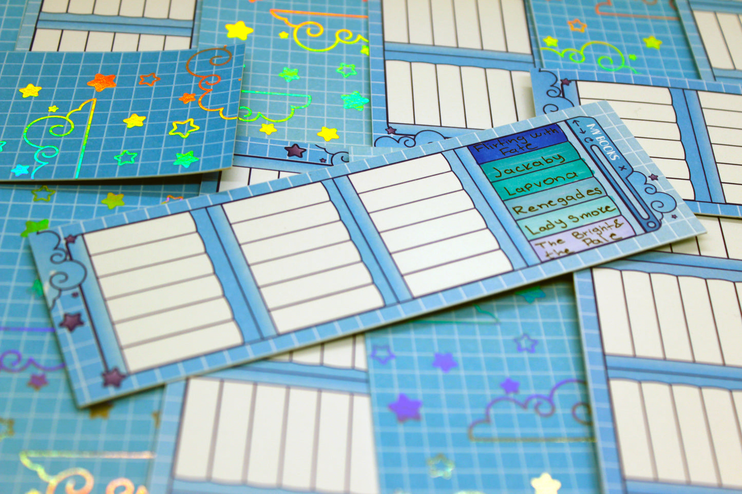 Reading Tracker Bookmark | Blue | 24 Books to Fill | Holographic Foil | Bookish Gift
