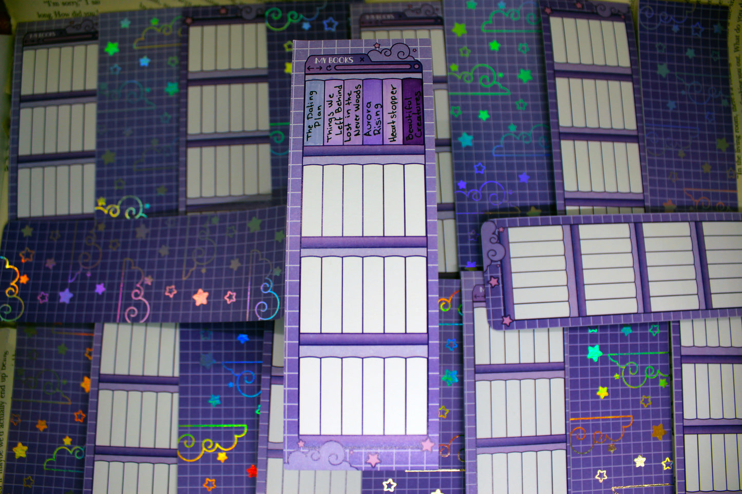Purple Reading Tracker Bookmark | Holographic Foil Bookmark